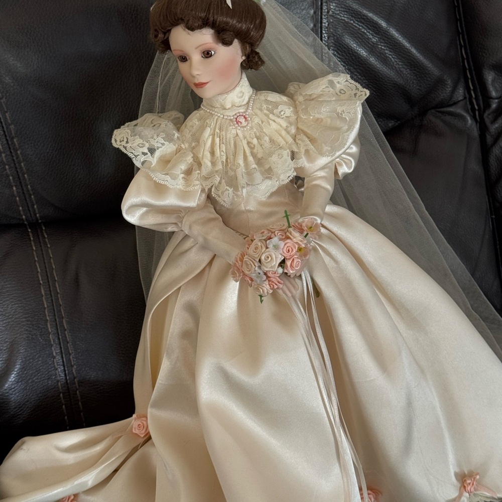 Elegant Cream Bridal Doll with Veil